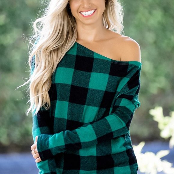 Tops - Green Black Buffalo Check Plaid Shirt